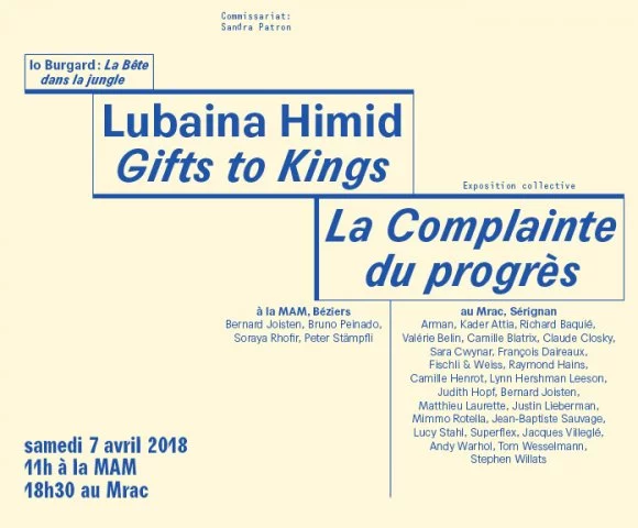 Vernissage des expositions "Gifts to Kings" de Lubaina Himid, "La Bête dans la jungle" de Io Burgard et "La complainte du progrès"