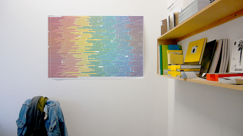 Matthieu Saladin, Calendrier des révoltes 2019. Design graphique : Huz & Bosshard, impression offset, 78 x 58 cm. Production BBB Centre d'art, Toulouse.