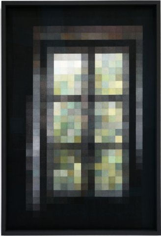 Stéphanie Majoral, "Fenêtre #2", 2014. Crayon de couleur sur papier, 118,5 x 80,7 cm. © Stéphanie Majoral Photo Aurélien Mole. Collection Mrac Occitanie