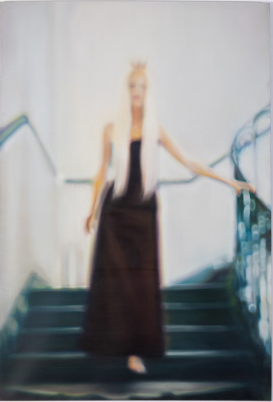 Nina Childress, "H.Escalier", 2002, peinture, huile sur toile, 220 x 148 cm, Collection Frac Occitanie Montpellier, photo Pierre Schwartz © Adagp, Paris, 2026