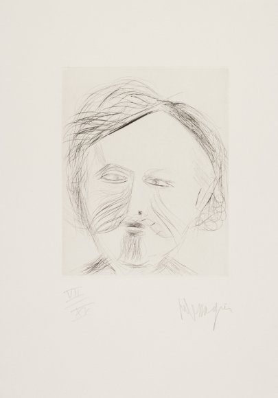 Jean Messagier, "Sans titre (Antonin Artaud)", non daté. Gravure sur papier 38 x 28,5 cm. Photo Jean-Paul Planchon. Collection du Mrac Occitanie, Sérignan. 