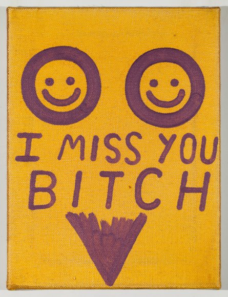 Joshua Abelow, "I MISS YOU BITCH", 2008. Huile sur lin, 40,65 x 30,50 cm. Courtesy de l'artiste.