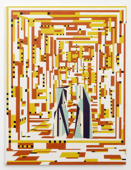 Farah Atassi, "Sculpture for Yellow and Red", 2014, Huile et glycéro sur toile, 185 x 140 cm, Musée régional d'art contemporain Occitanie, Sérignan, © Adagp, Paris, 2026