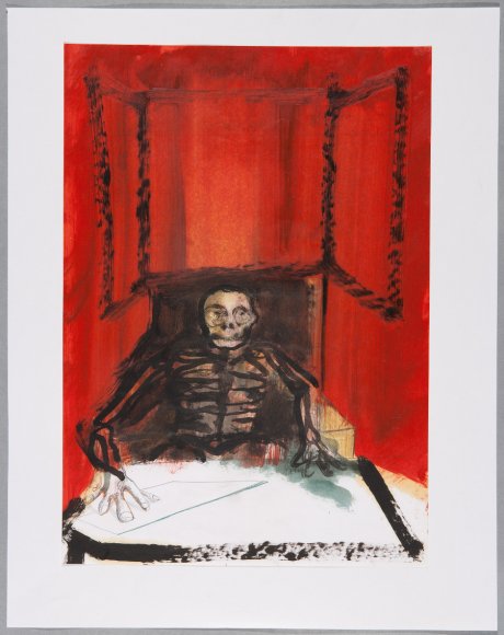 Stéphane Pencréac'h. "Sans titre", 1998. Huile, peinture et crayon sur papier 42 x 29,5 cm. Photo Jean-Paul Planchon. Collection du Mrac Occitanie, Sérignan 