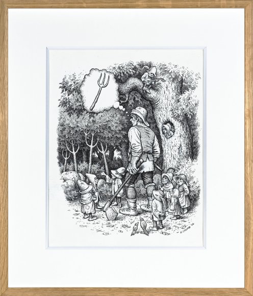 Robert Crumb, "Sans titre", 2002. Encre et correcteur liquide blanc sur papier, 52 x 44,5 cm. Collection du Mrac Occitanie, Sérignan. Photo : Jean-Paul Planchon.