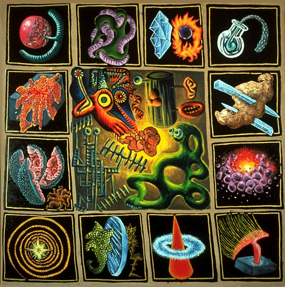 Hervé Di Rosa, "Naissance de la figure", 1986 - 1987, peinture, huile sur toile, 161 x 161 cm, Collection Frac Occitanie Montpellier, photo Adam Rzepka © Adagp, Paris, 2026