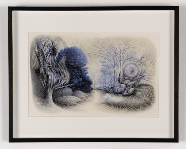 Mïrka Lugosi, "Sans titre (Abbadia 3)", 2013. Mine de plomb, crayon de couleur et gouache sur papier, 26 × 40 cm. Collection du Cnap en dépôt au Mrac Occitanie, Sérignan. Crédit photo : Marc Domage © Mïrka Lugosi et Air de Paris / Cnap