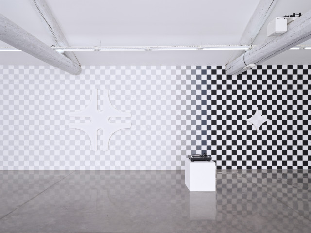 Philippe Decrauzat, vue d'exposition, "Intercisio". Mrac Occitanie, Sérignan, 2026. Photo : Aurélien Mole.