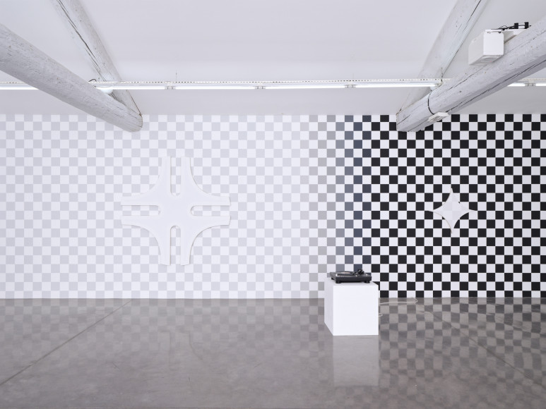 Philippe Decrauzat, vue d'exposition, "Intercisio". Mrac Occitanie, Sérignan, 2026. Photo : Aurélien Mole.