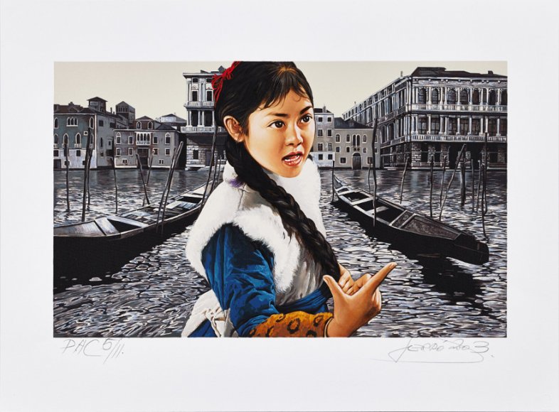 Erró, "L'ultima visita di Mao a Venezia", 2002. Sérigraphies, 58,9 x 45 cm chaque. Photo Jean-Christophe Lett. Collection Mrac Occitanie, Sérignan. 